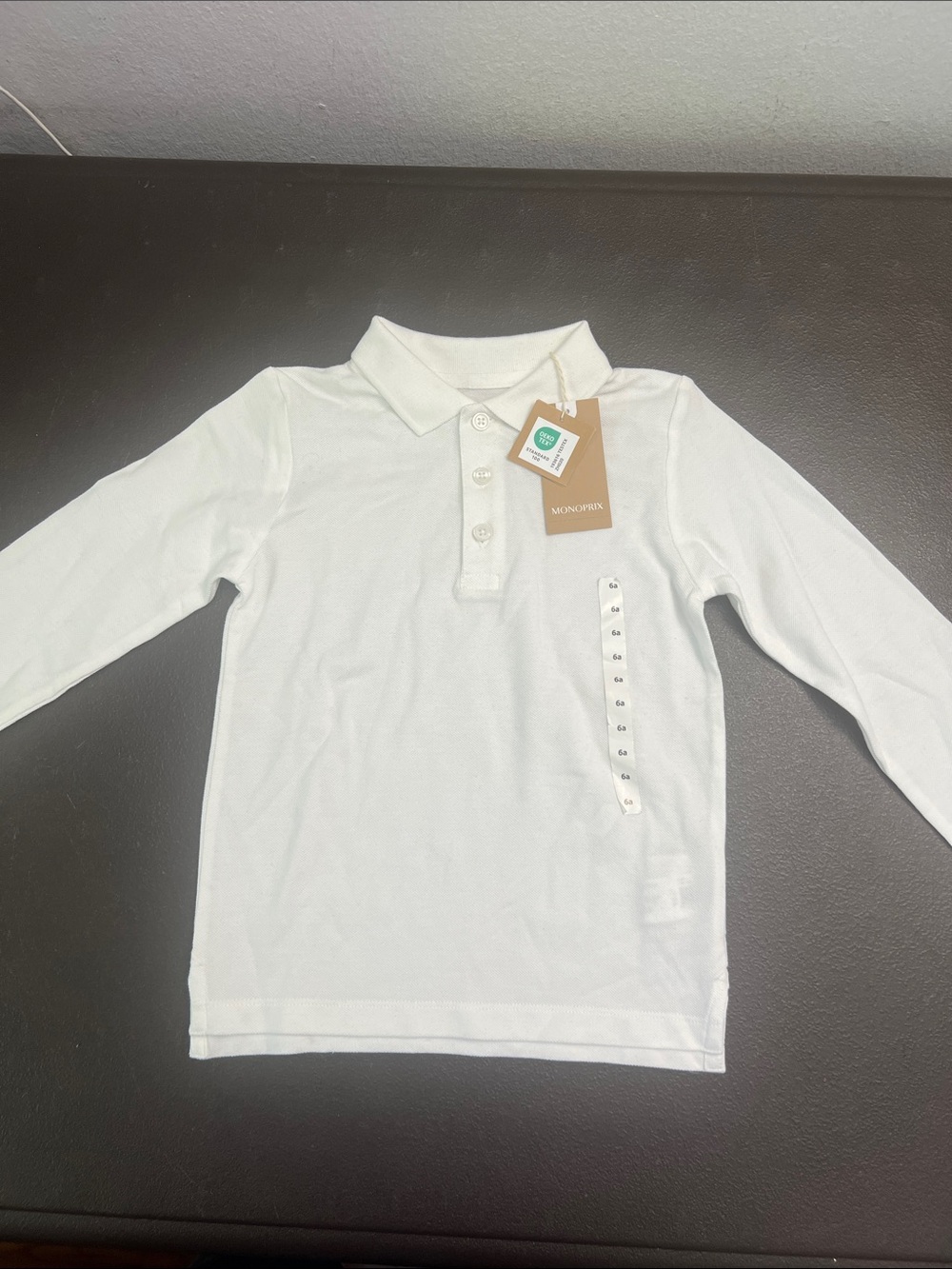 Kids Long-Sleeve White Polo Shirt by Monoprix